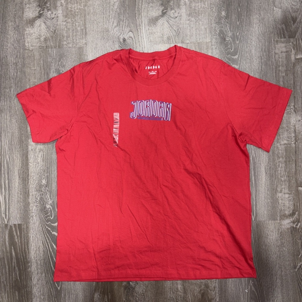 Air Jordan Nike T-Shirt Mens Size 3XL Red Crew Neck Jordan Spell Out Back